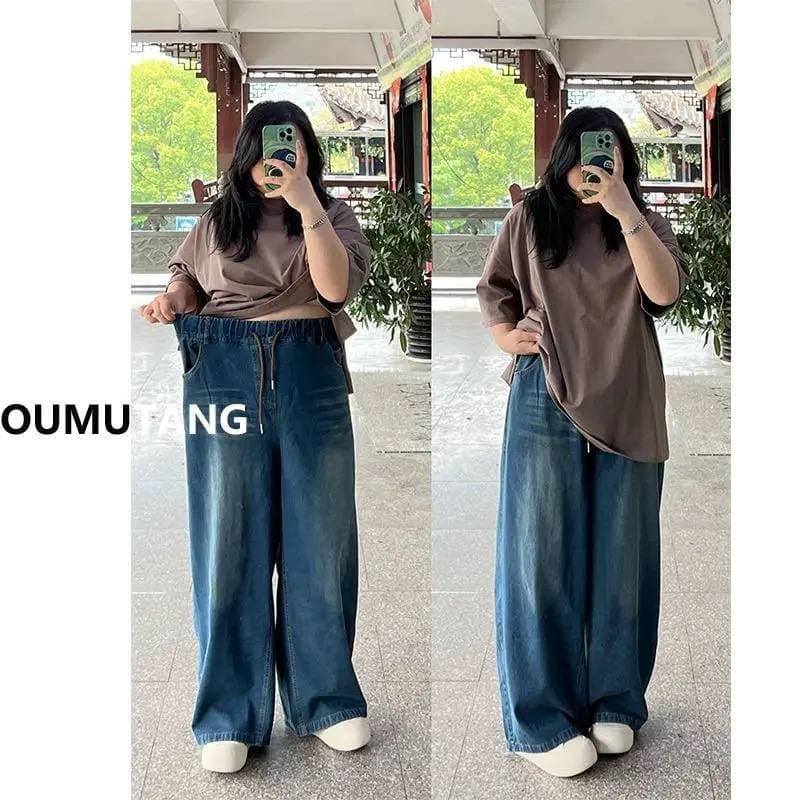 Женские джинсовые брюки с высокой талией и эластичным поясом