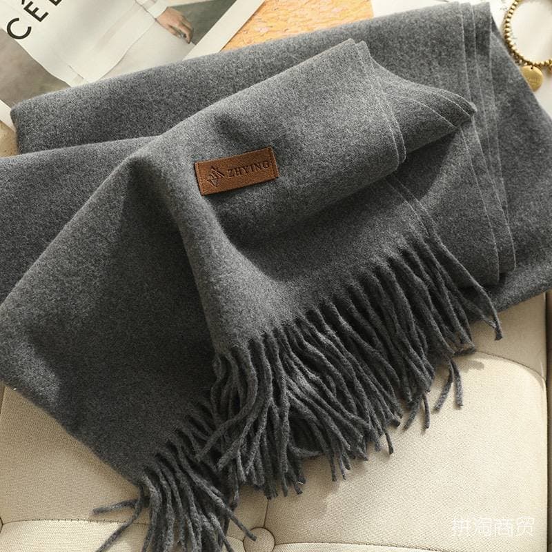 Женский зимний шарф из кашемира с кисточками