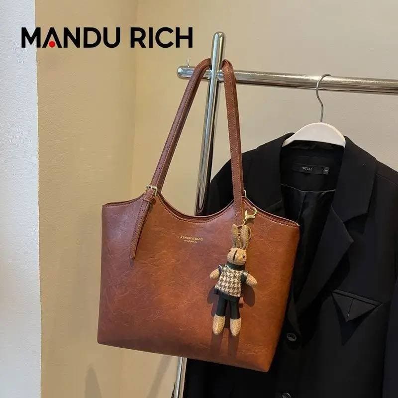 Женская сумка-тоут MANDU RICH из PU кожи с декором