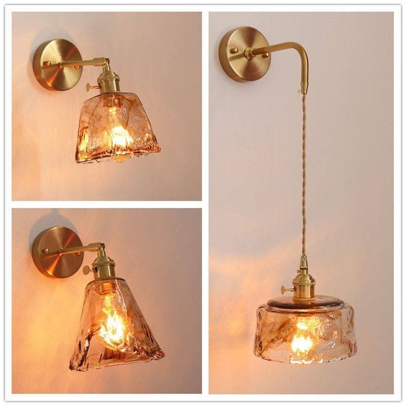 Ретро настенный светильник с янтарным стеклом