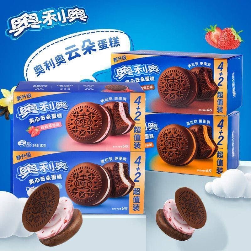 Орео Облачный торт 6 шт 132г со вкусом клубники и шоколада
