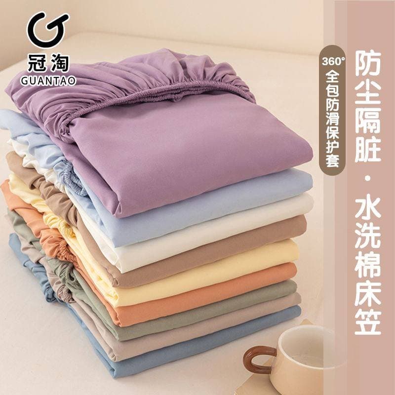 Простыня на резинке из хлопкового жатого материала, A-класс, 360° защита