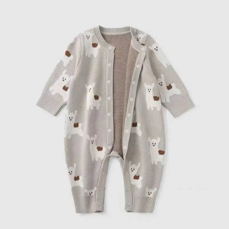 Детский вязаный комбинезон с мишками, 100% хлопок